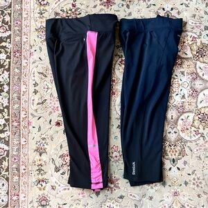 Bundle Reebok & DANSKIN Black/ Pink Leggings Size M Athletic Pair Lot of 2